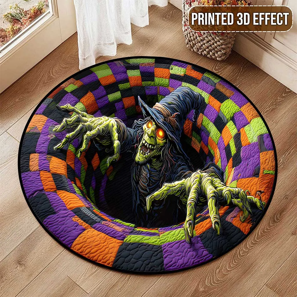 Witch Halloween 3D Printed Rug, Halloween Round Mat, Halloween Home ...