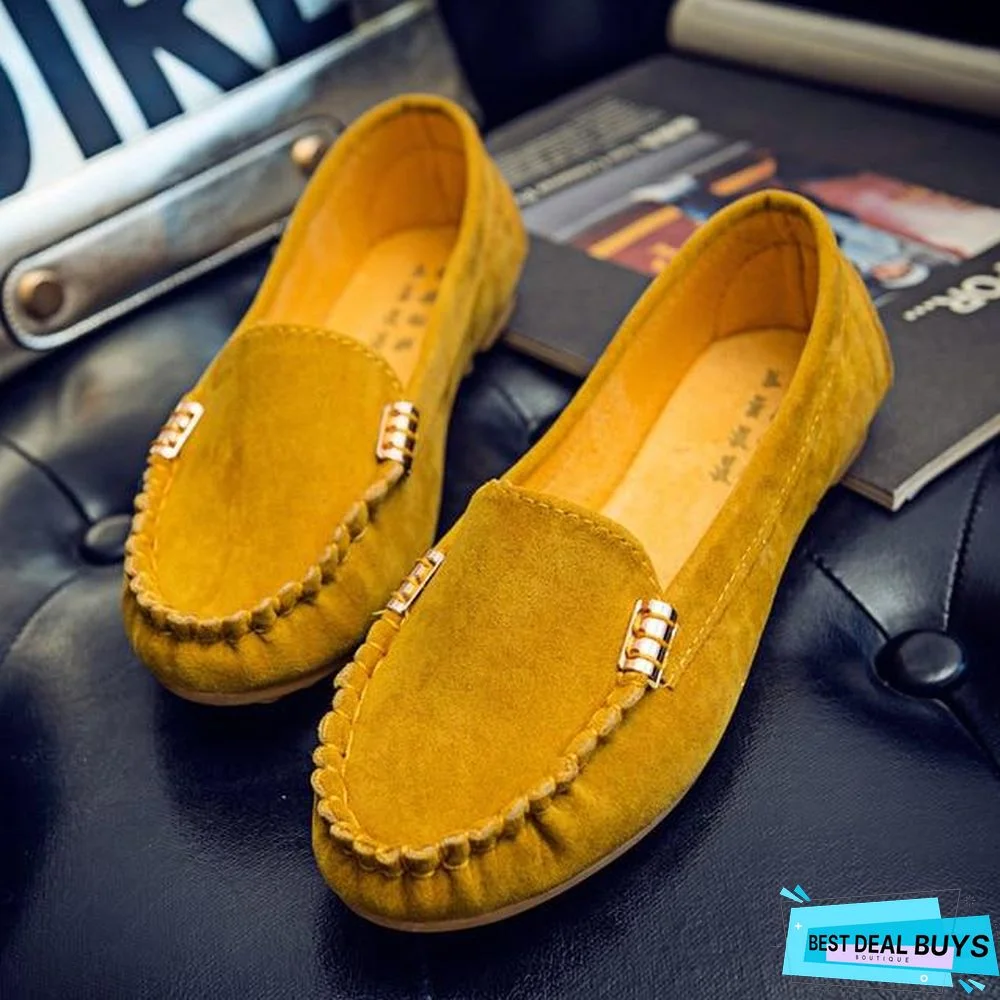 Plus Size Women Flats Shoes Candy Color Slip On Flat Comfortable Loafers Shoes