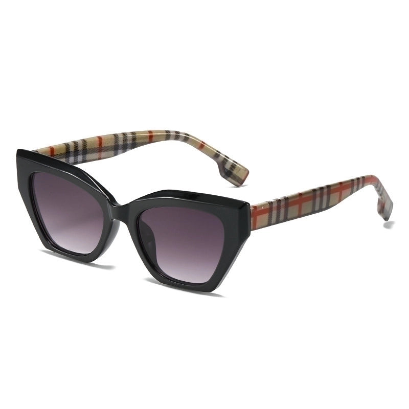 Fashion Plaid Ac Cat Eye Full Frame Women’s Sunglasses