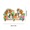 Wooden Special Shaped Warm Dog Family Diamond Art Craft Wall Hooks Home Decor