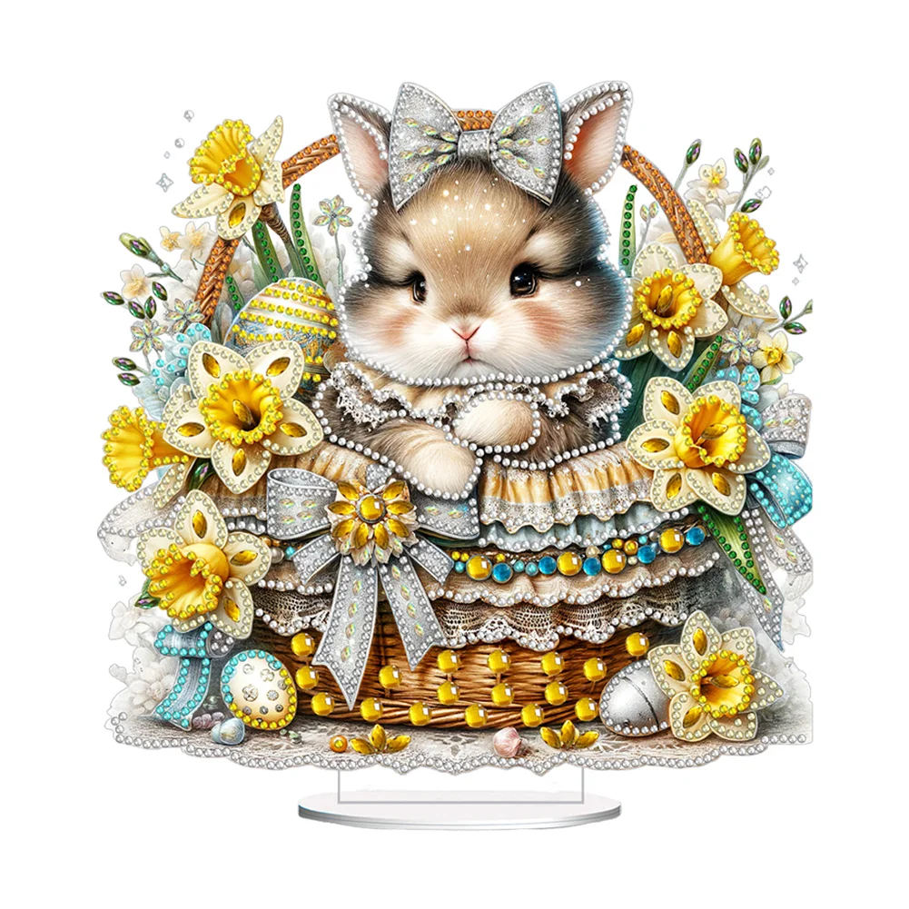 DIY Easter Basket Bunny Special Shape Acrylic Desktop Diamond Art Kits for Home Decor