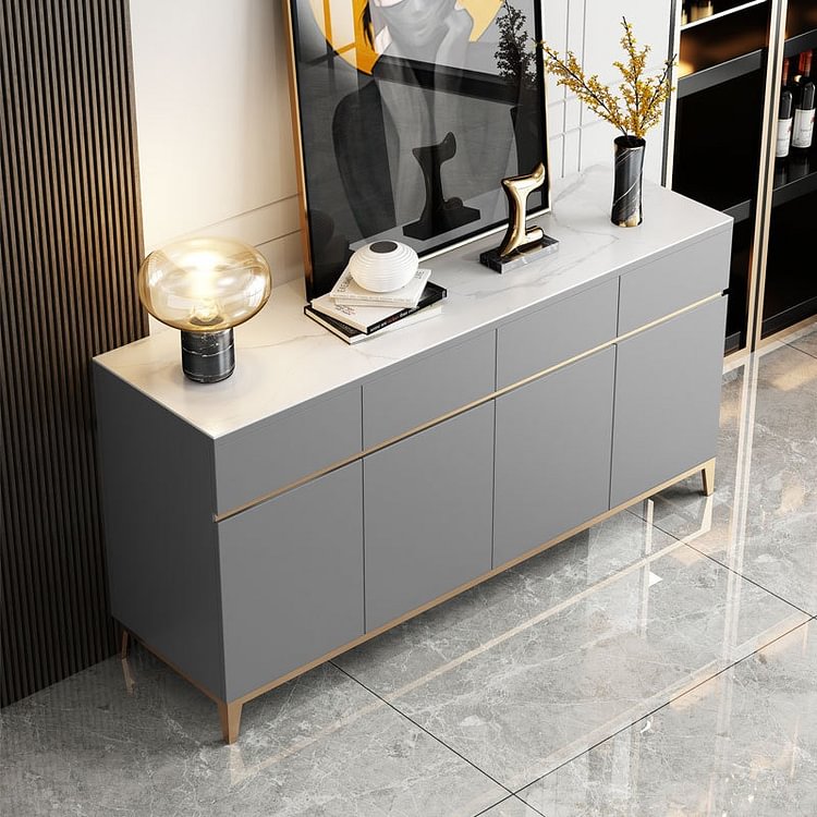 Homemys Modern Sideboard With Sintered Stone Top Luxury Buffet Bar Wine Cabinet