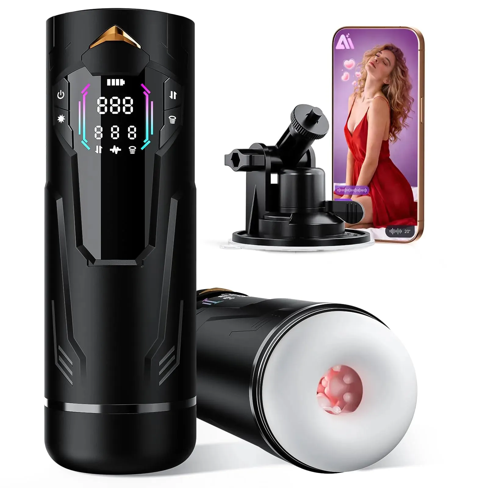 XPGear XT4 Hands-Free Suction Stroker — Squeeze, Thrusting & Vibration