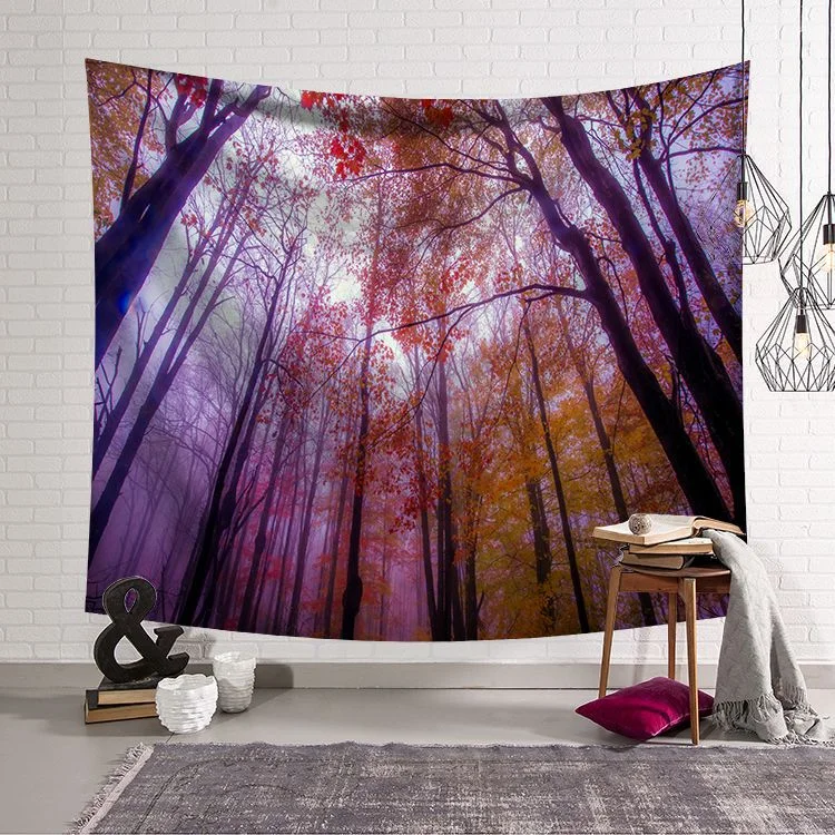 Psychedelic Forest Tapestry Wall Hanging Tapestry Blanket Farmhouse Decor Window Tapestry Headboard Polyester Yoga Shawl