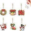 6PCS 2D Flat Merry Christmas DIY Diamond Painting Keychain Diamond Art Kits