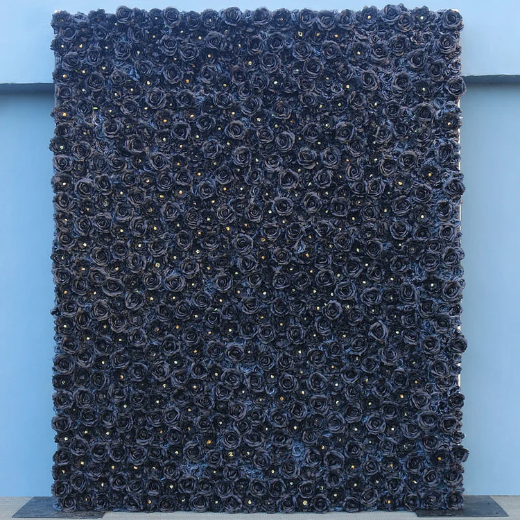 A063 Black Cloth Flower Wall Wedding Backdrop Decor Supplies