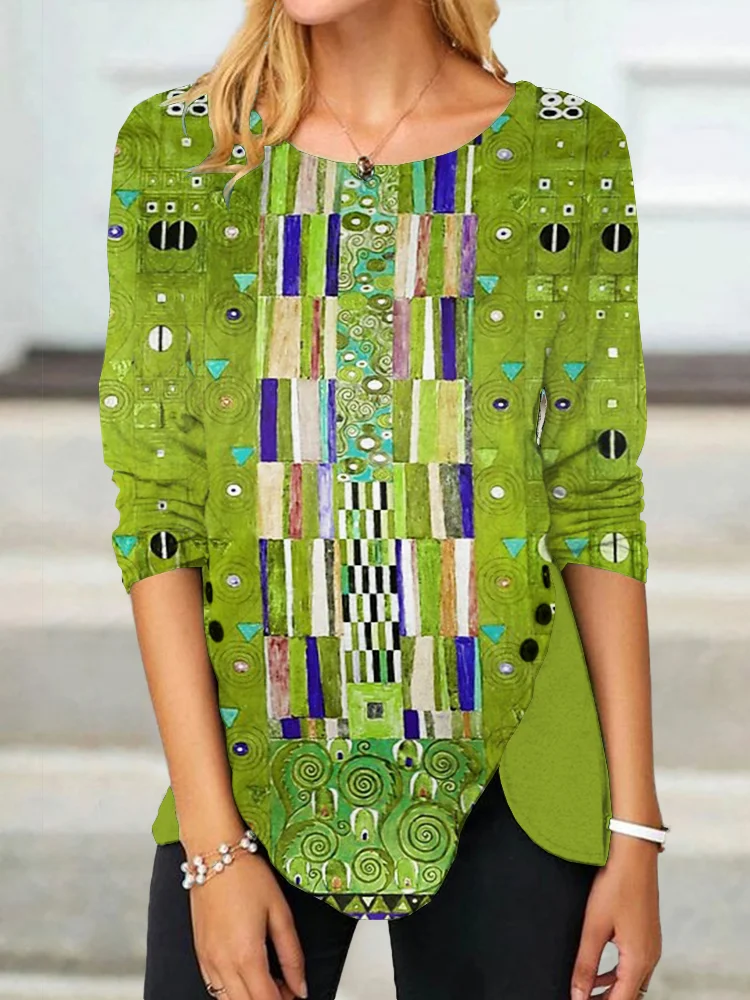 The Stoclet Frieze Art Button Slit T Shirt
