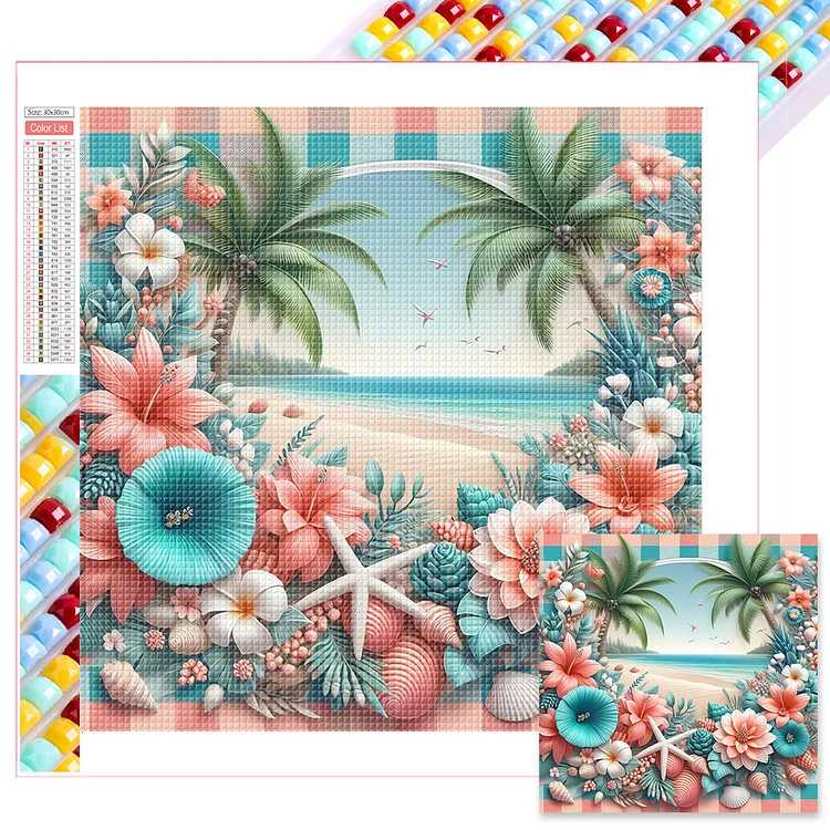 Summer Seaside 30*30CM (Canvas) Full Square Drill Diamond Painting gbfke