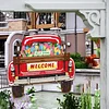 DIY Diamond Painting Truck Decor Wooden Welcome Sign with 12 Interchangeable Holiday Icons, Farmhouse Style Hanging Kit