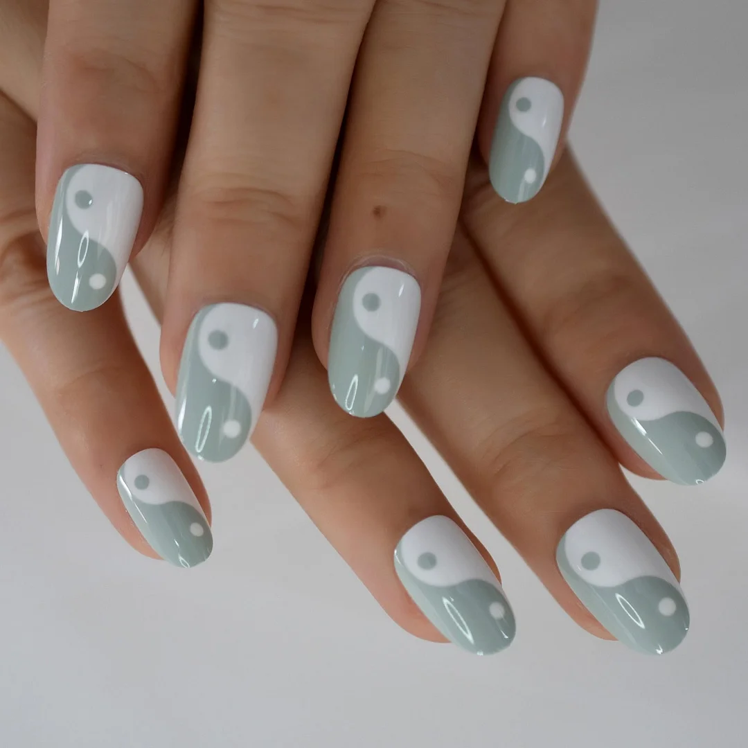 Natural Nude Purple French False Fake Nails Press on Leopard Nails Art Tips Daily Office Finger Wear Manicure Tool 515-Nail Inspo