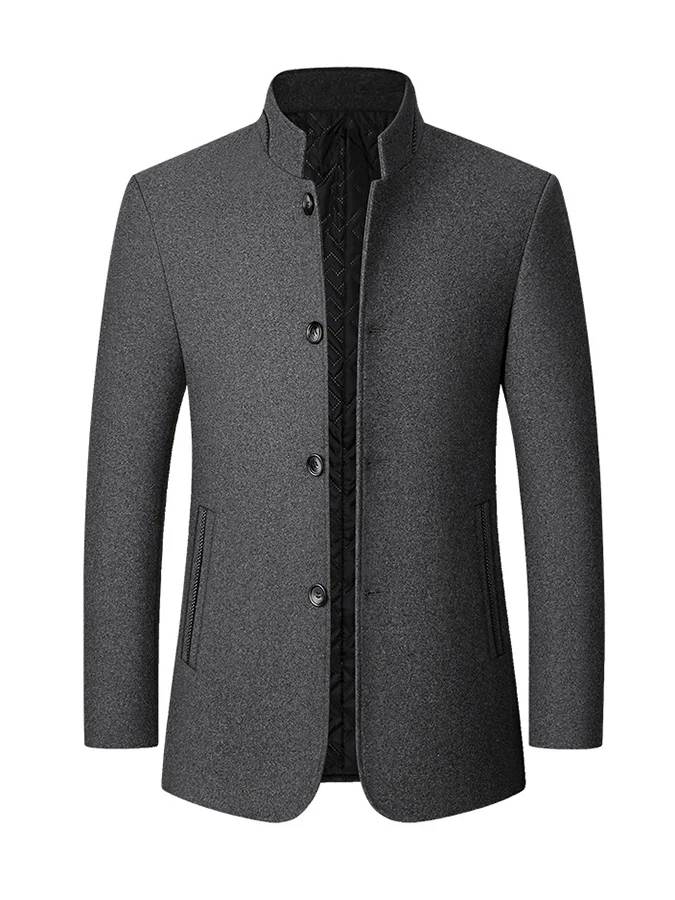 Men's Autumn and Winter Woolen Jacket Stand-collar Casual Coat