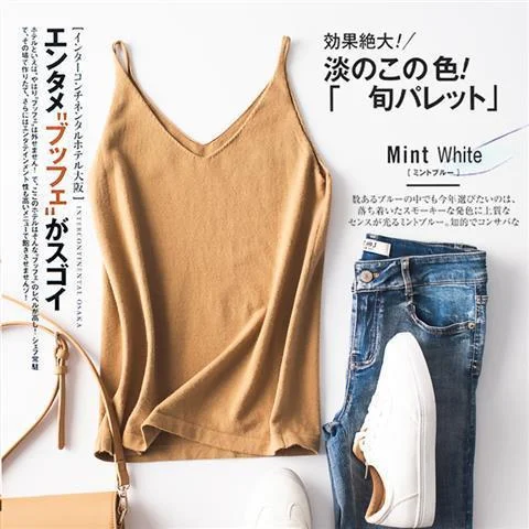 Camisoles Womens Clothing V-neck Plus Size 5XL Knitted Solid Stretchy Elegant Loose Basic Tops Korean Style Female Soft Casual
