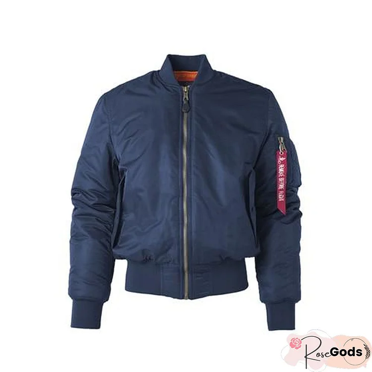 Men Air Force Pilot Bomber Flight Hip Hop Padded Letterman Winter Waterproof Jacket