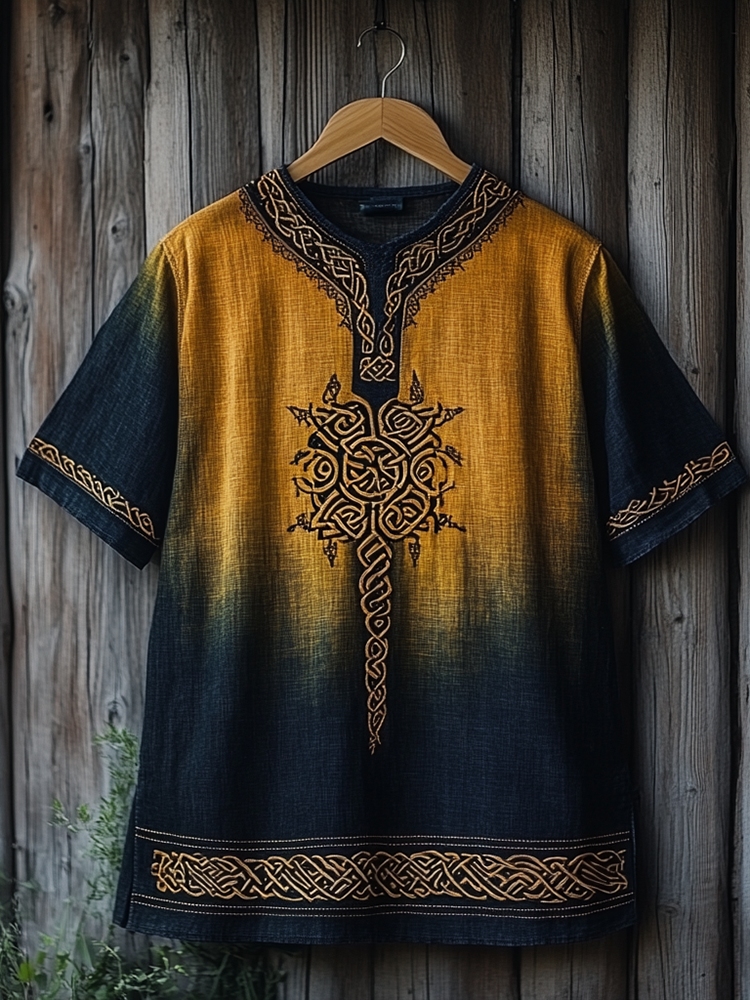 Men's Viking Celtic Knot Art Gradient Linen T-Shirt / Rvogue / Rvogue