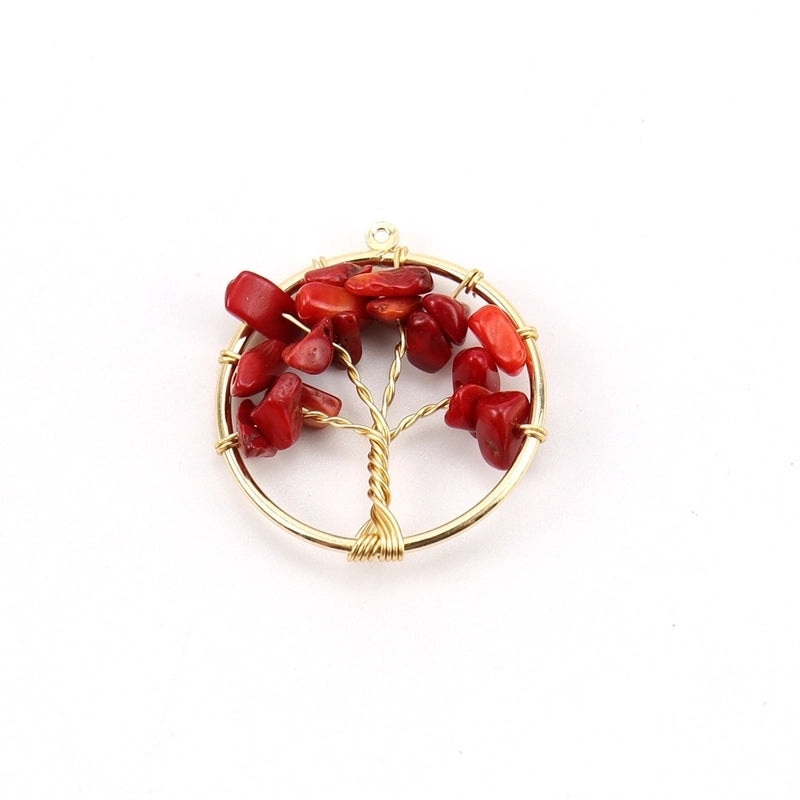 Minimalist Lucky Tree Natural Stone Agate Pendants