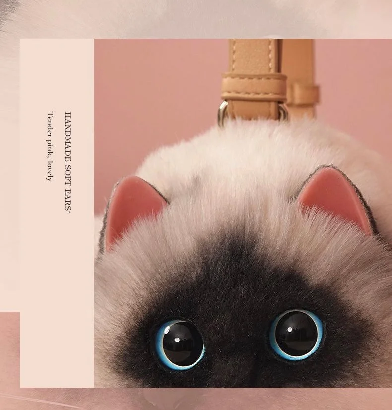 Fluffy Siamese Cat Bag Cat Purse
