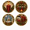 [Upgrade]4Pcs Acrylic Special Shape Xmas DIY Waterproof Diamond Painting Coaster Kit