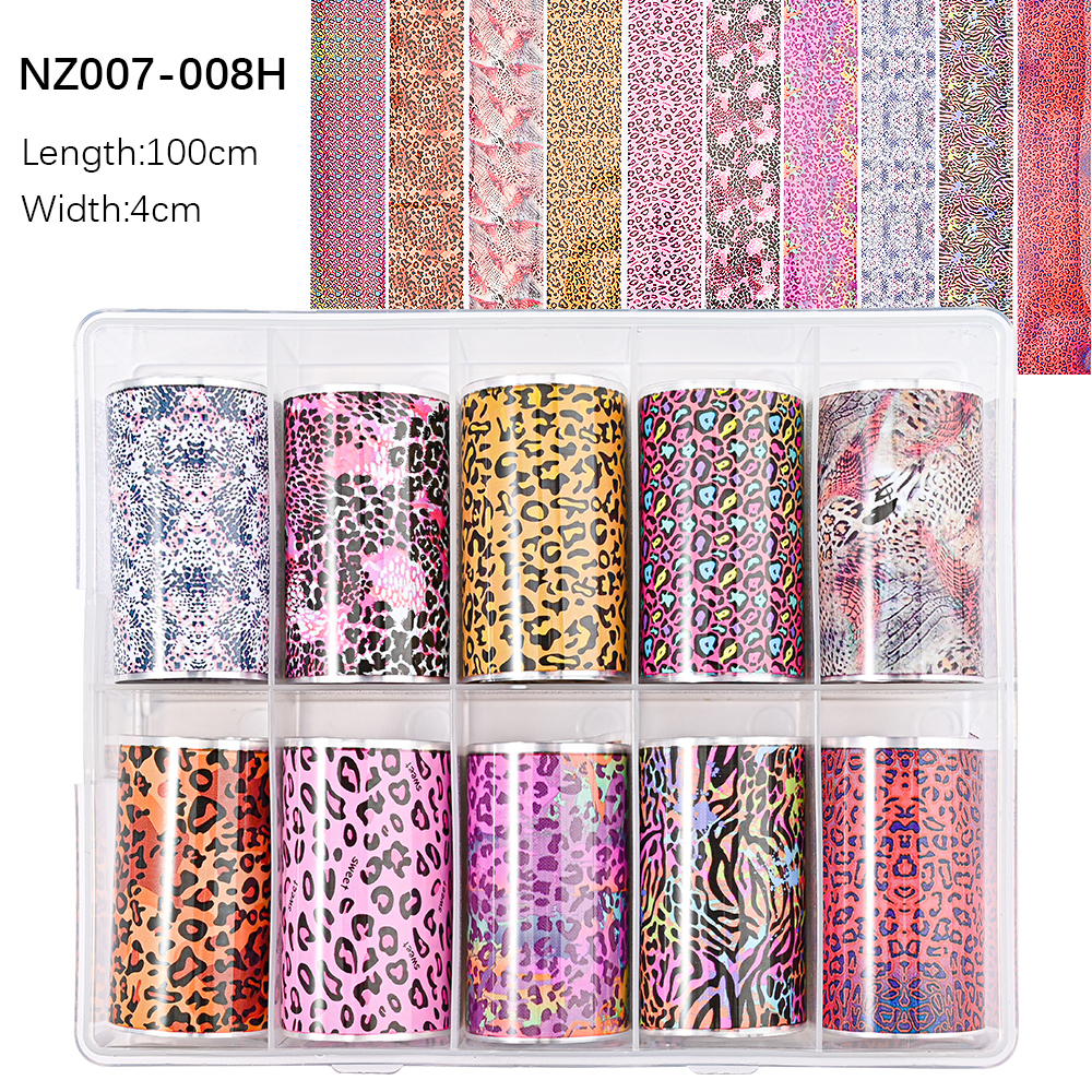 Kissbake 10pcs 4x100cm Nail Transfer Foil Paper Sticker Set Luxury Foil Nails Logo Transfer Nail Stickers Designer Fashion Nail Art Decal