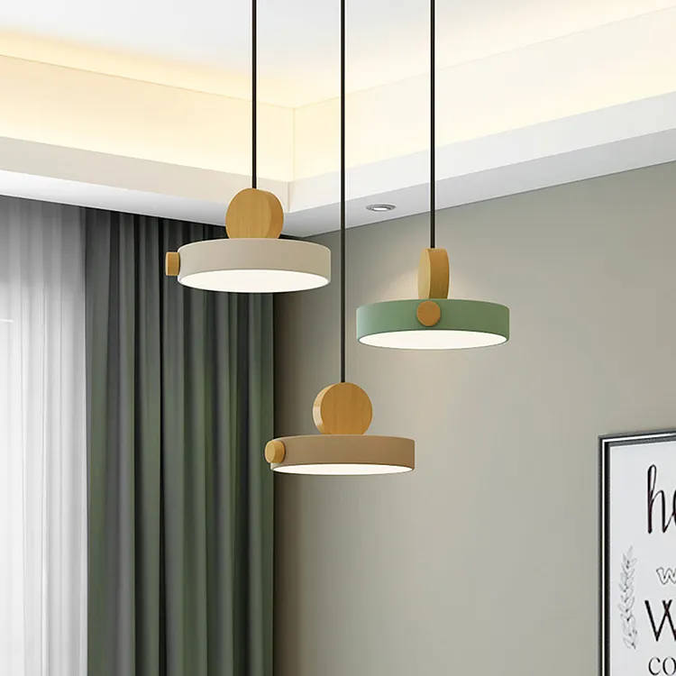 Contemporary Simplistic Macaroon Wood Pendant Light