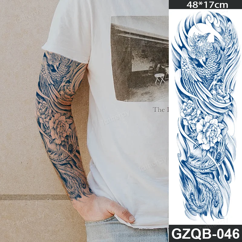 Sdrawing transfer tattoo fake large size full arm tattoo sleeve juice ink long lasting waterproof temporary tattoos men body art 1020-1