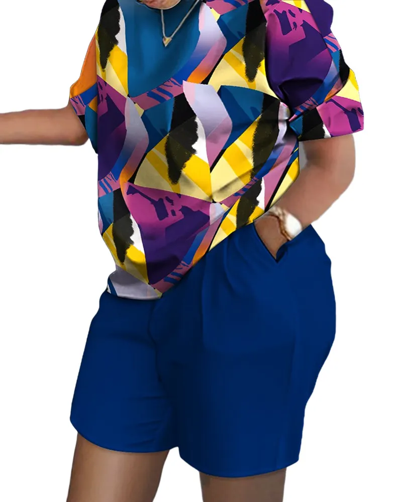 Uveng Uveng Women's Explosive Print Short Sleeve Two-Set Commuter Set