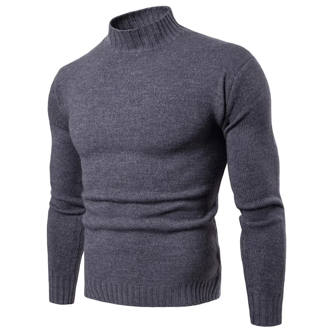 Solid color sweater with half turtleneck