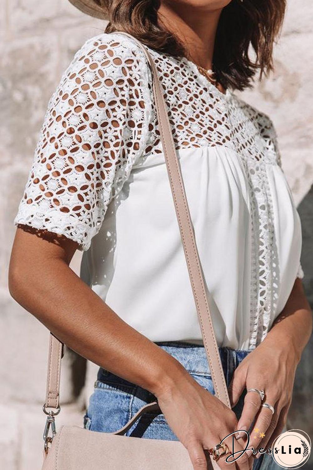 Lace Hollow Patchwork Blouse