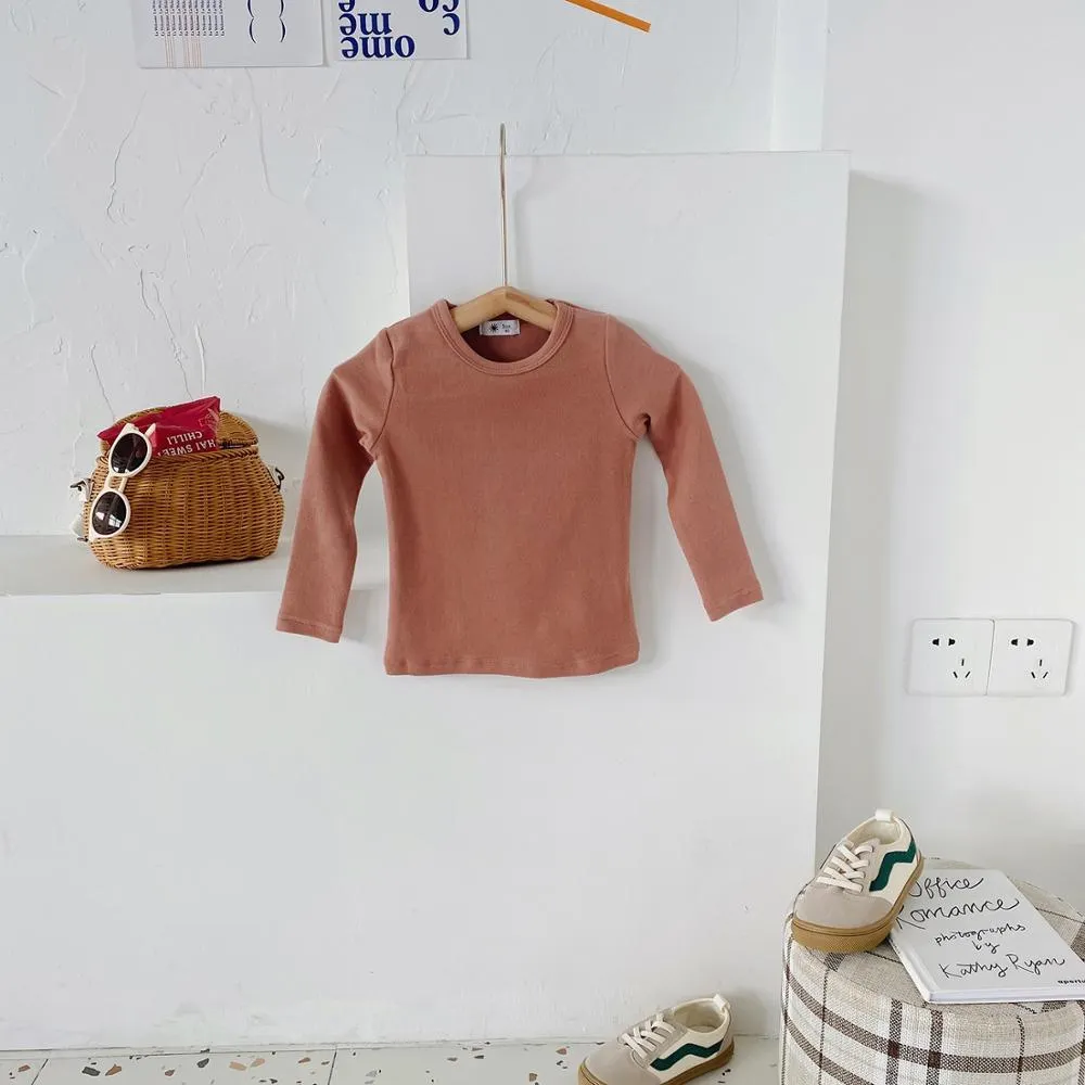 1-10T Cotton T Shirt For Boys Girls Spring Clothes Toddler Kid Baby Candy Color Casual Plain Tee Stretch Basic tshirt Outfit