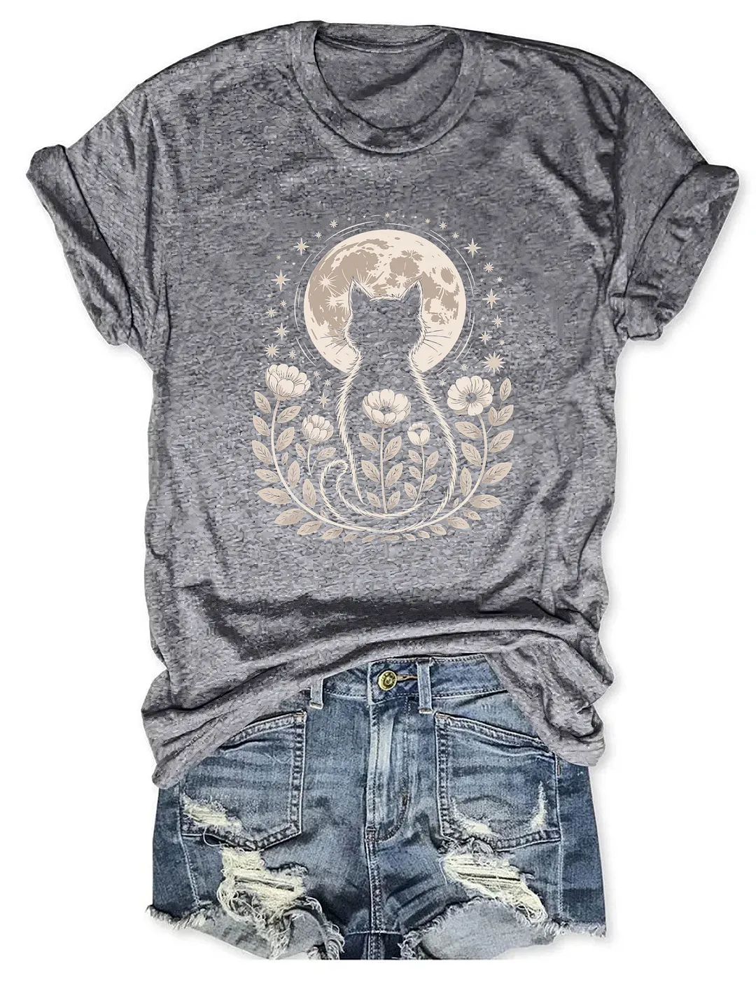 Halloween Mystic Moon Cat T-shirt