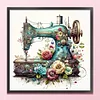 (Stamped/Counted) Retro Floral Sewing Machine - 14CT/18CT Cross Stitch 40*40cm/15.75*15.75in