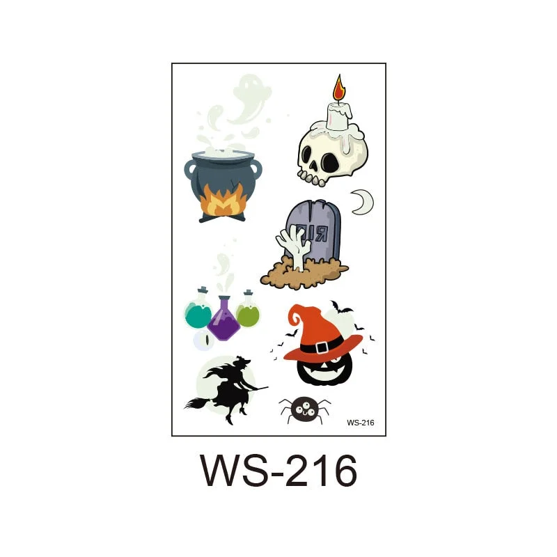 New Halloween tattoo stickers waterproof sweat fluorescent disposable tattoo stickers children cartoon face tattoo stickers