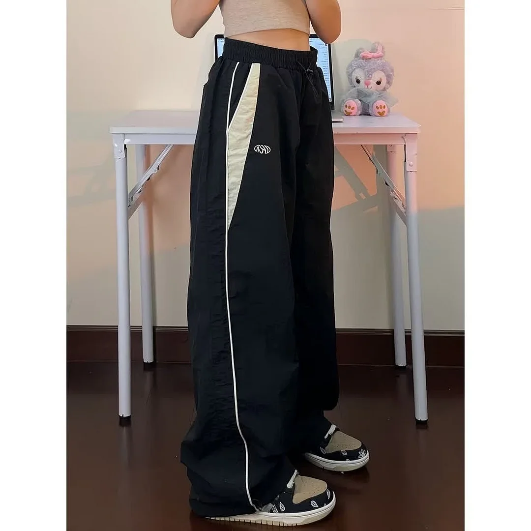Brownm Hip Hop Elastic Waist Track High Pants