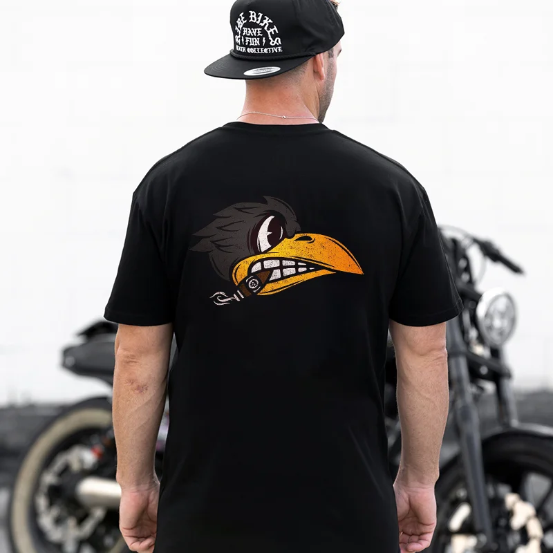 Crow With Cigar Print Men's T-shirt