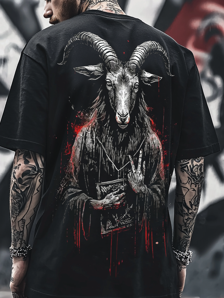 Satanic Goat Devil Dark Demon Digital 3D Printed Unisex Casual T-shirt / Rvogue / Rvogue
