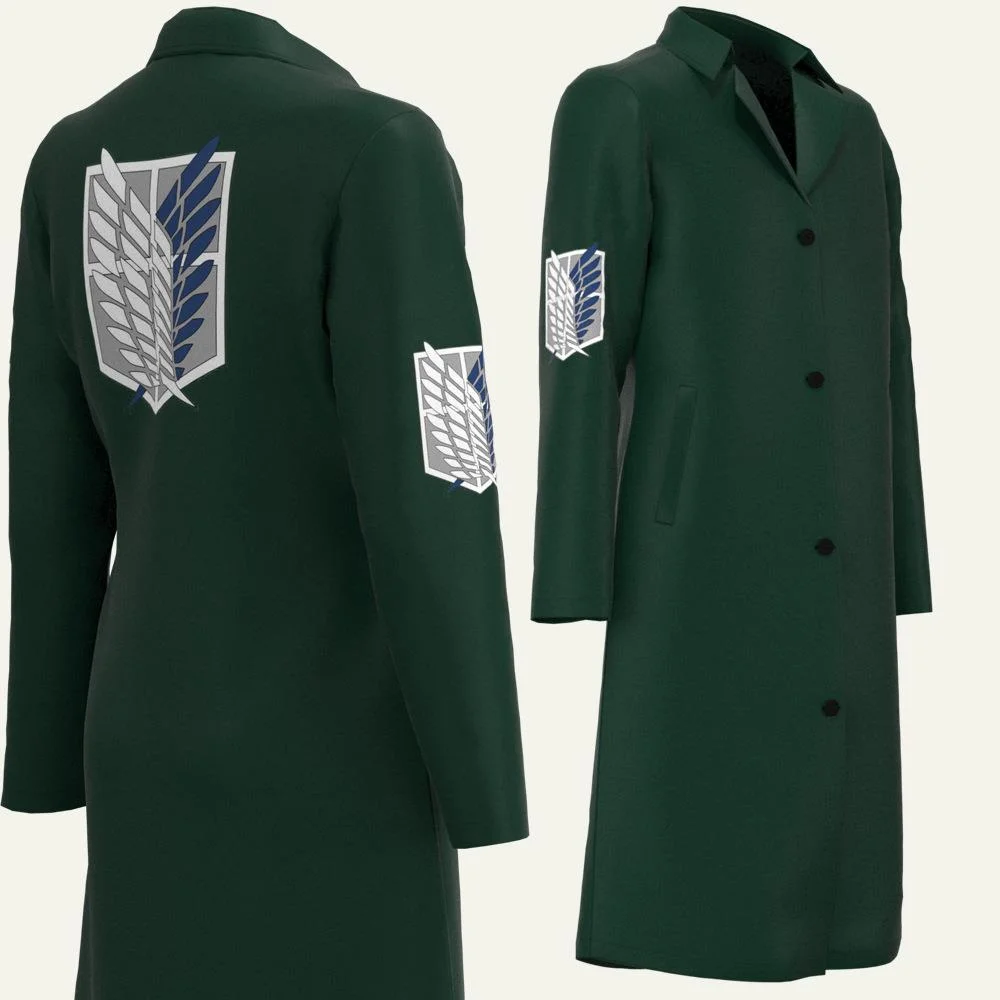 Attack on Titan Shingeki no Kyojin Survey Corp  Green Coat Cosplay Costume