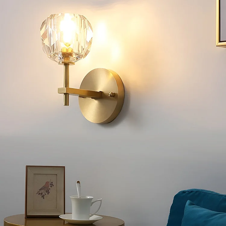 Ball-shaped LED Crystal Gold Postmodern Plug in Sconce Lighting Wall Lamp - Appledas