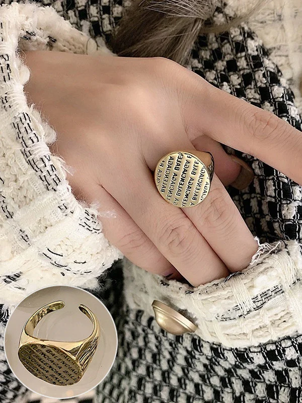 Geometric Letter Adjustable Rings Accessories