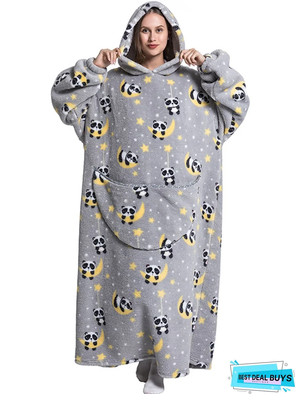 Lazy Blanket Big Pocket Extended Hoodie Home Pajamas Plus Size