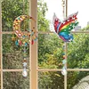 2Pcs Diamond Painting Acrylic Double Sided Butterfly and Moon Wind Chime Suncatcher with Crystal Hanging Pendant