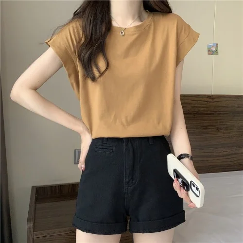 Uveng Uveng Sense Small Flying Sleeve T-Shirt Women's Summer 2024 New Loose Shirt Short-Sleeved Student Jacket Tide