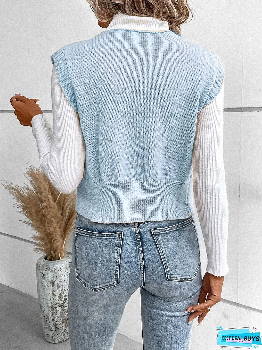 Full Size Button Up V-Neck Sweater Vest