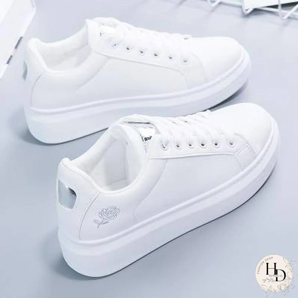 Women Casual Shoes New Spring Women Shoes Fashion Embroidered White Sneakers Breathable Flower Lace-Up Women Sneakers