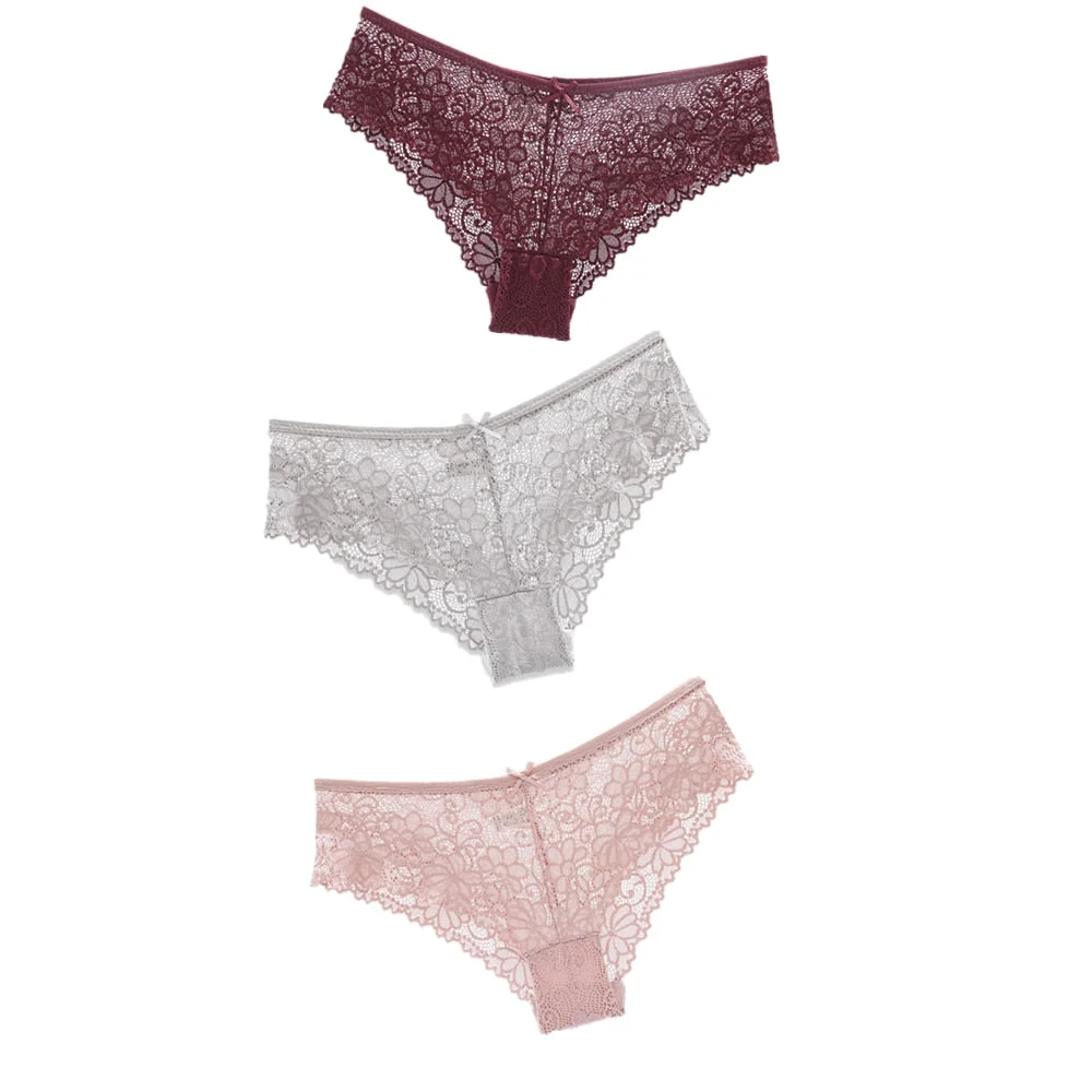3Pcs Hot Panties for Woman Underwear Sexy Lace Breathable Soft Lingerie Female Briefs Panty Sexy Transparent Women's Underpants