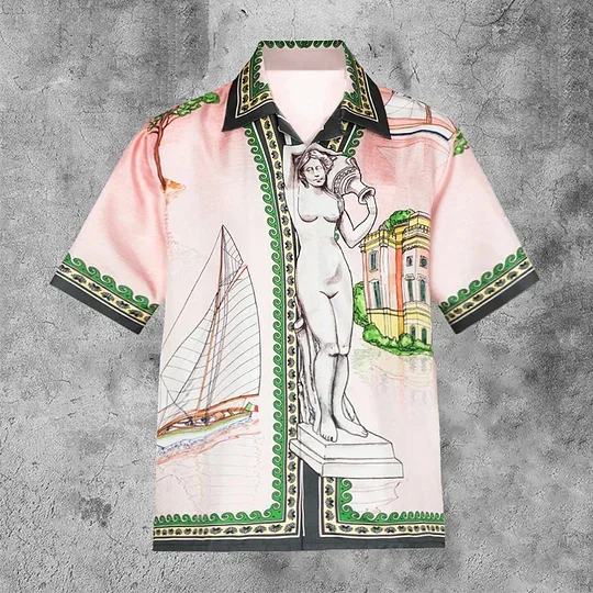 Artistic Casual Sculpture Printed Casual  Short Sleeve Shirts