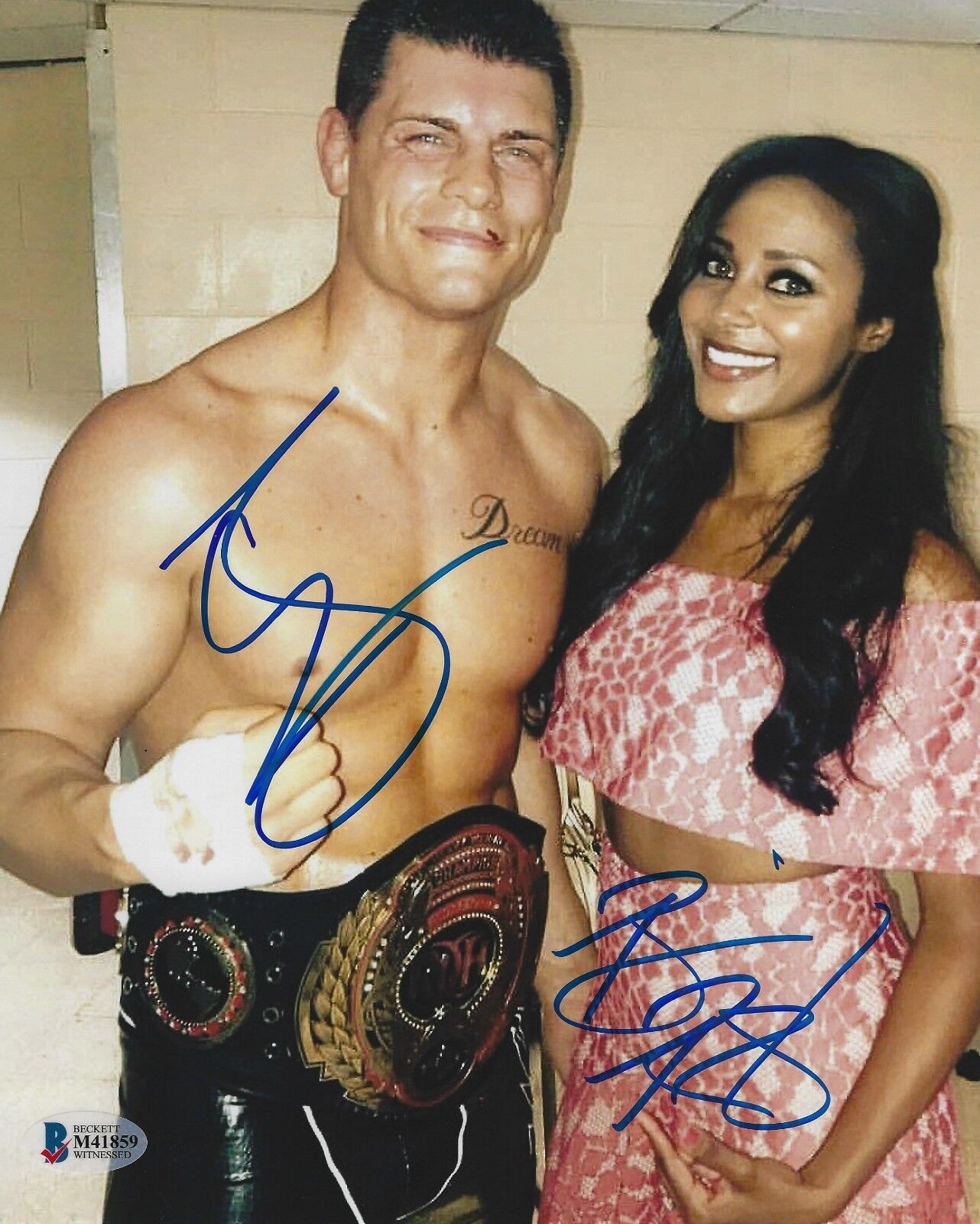 Cody & Brandi Rhodes Signed 8x10 Photo Poster painting BAS COA New Japan Pro Wrestling WWE ROH 2