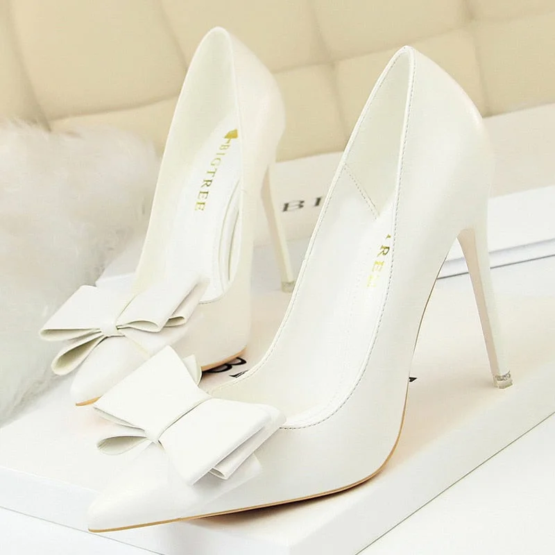 BIGTREE Shoes Bow-knot Pumps Women High Heels 2022 Fashion Women Heels Lady Stiletto Shoes Wedding Shoes Classic Pumps Footwear