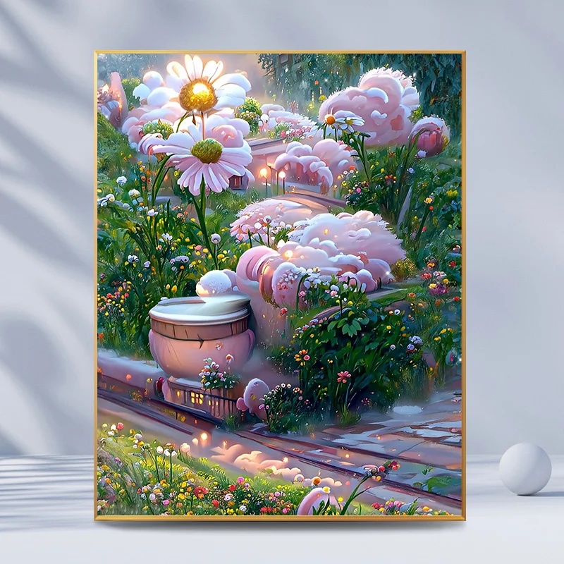 Diamond Painting - Full Round Drill - Pink Flower(30*40 - 40*50cm)