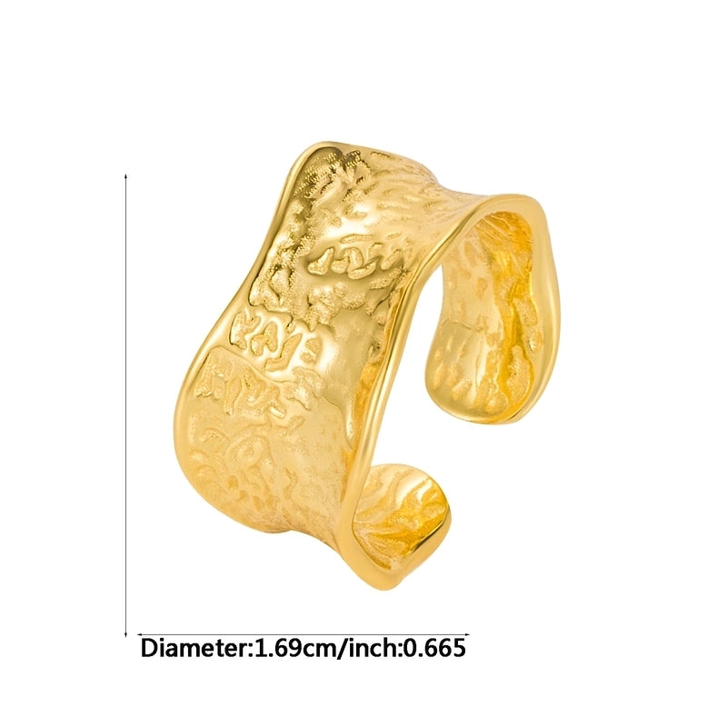 18K Gold Plated Silver Plated 925 Sterling Silver Irregular Solid Color Wide Band Rings Open Rings Rings
