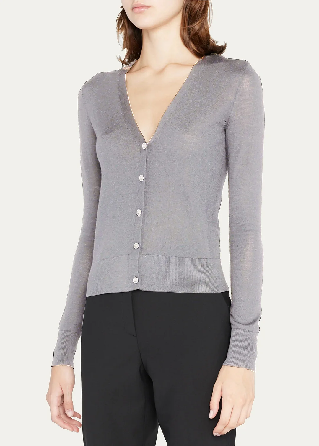 Thin V-Neck Short Wool Sweater Cardigan