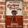 BBQ And Grill Sipping Grilling Classic Metal Signs Custom Name